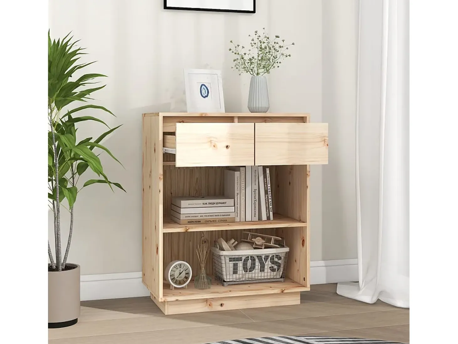 Mesa consola de madera maciza de pino 60x34x75 cm