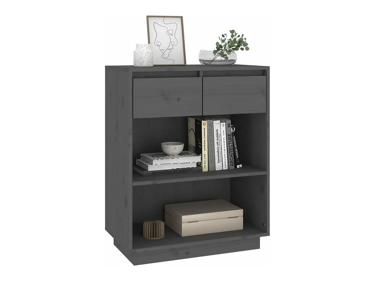 Mesa consola de madera maciza de pino gris 60x34x75 cm