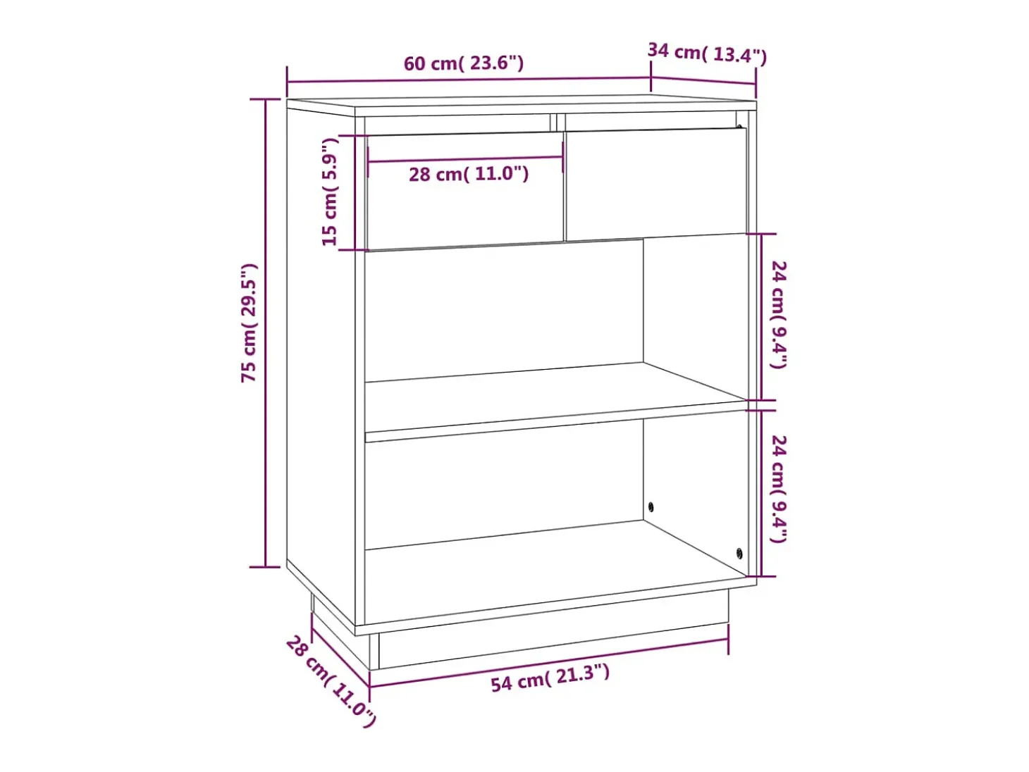 Mesa consola de madera maciza de pino gris 60x34x75 cm
