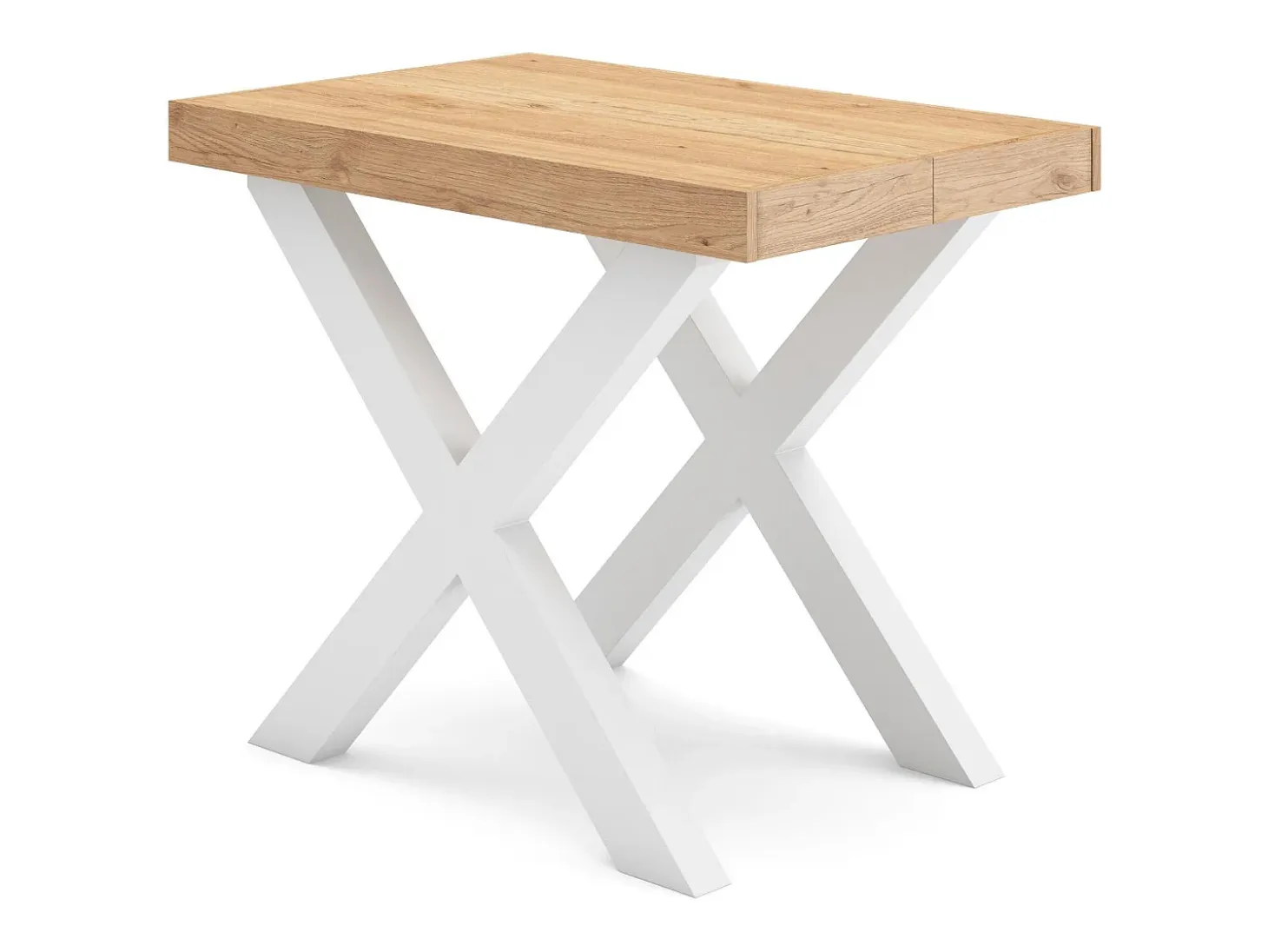 Mesa Consola extensible, 160x90x73cm, Para 8 comensales, Patas madera maciza, Roble