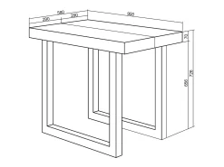 Mesa Consola extensible, 140x90x73cm, Para 6 comensales, Patas madera maciza, Cemento
