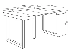 Mesa Consola extensible, 140x90x73cm, Para 6 comensales, Patas madera maciza, Cemento