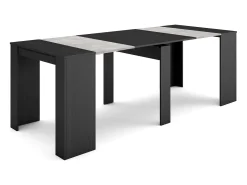 Mesa Consola extensible, 222x90x77cm, Para 10 comensales, Comedor y cocina, Negro