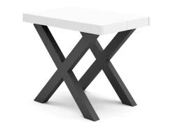 Mesa Consola extensible, 180x90x73cm, Para 8 comensales, Patas madera maciza, Blanco