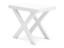 Mesa Consola extensible, 160x90x73cm, Para 8 comensales, Patas madera maciza, Blanco