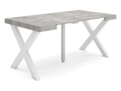 Mesa Consola extensible, 160x90x73cm, Para 8 comensales, Patas madera maciza, Cemento