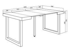 Mesa Consola extensible, 160x90x73cm, Para 8 comensales, Patas madera maciza, Roble y blanco