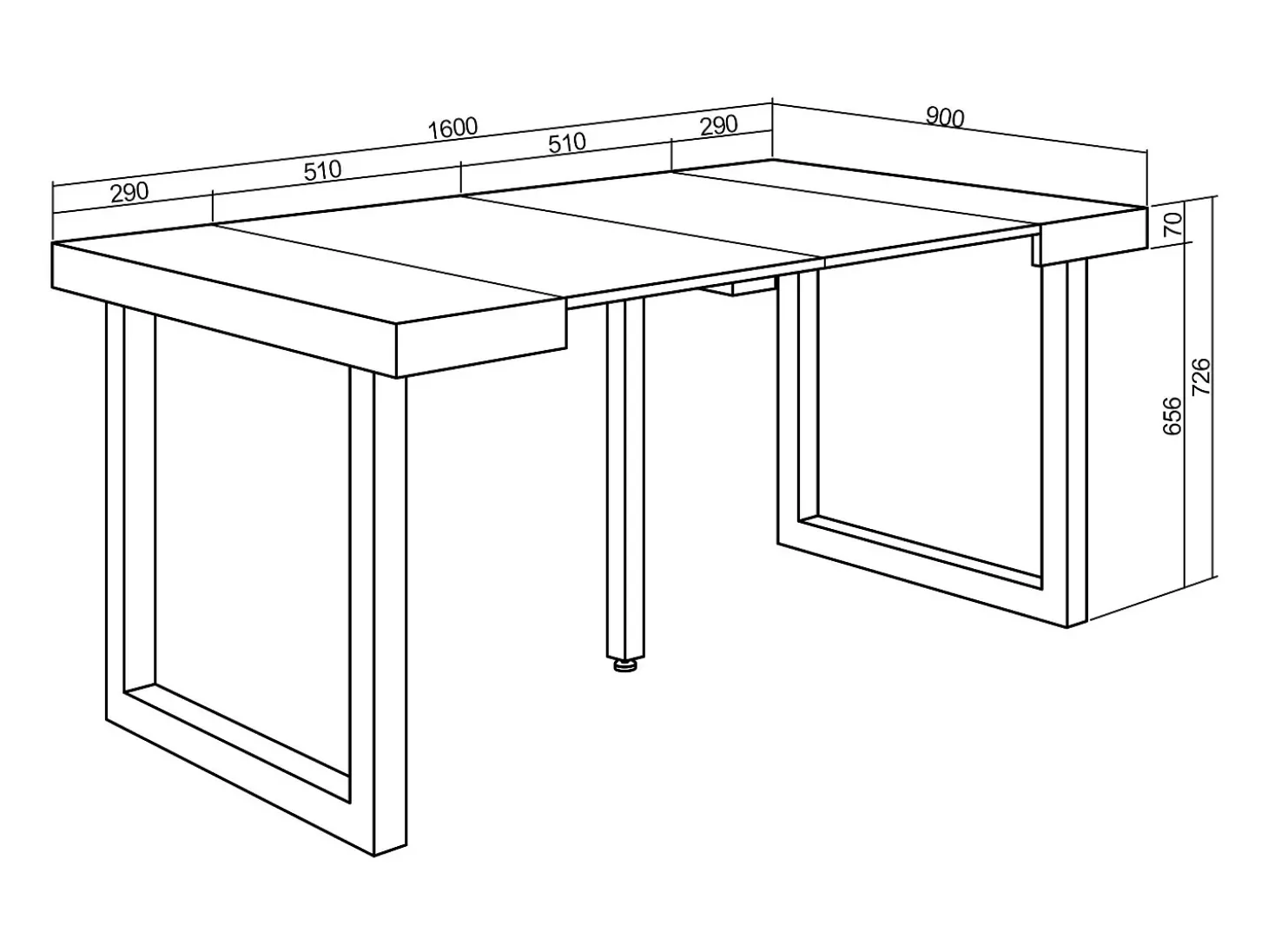 Mesa Consola extensible, 160x90x73cm, Para 8 comensales, Patas madera maciza, Roble y blanco