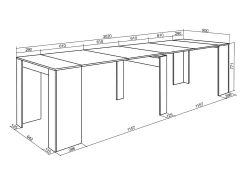 Mesa Consola extensible, 302x90x77cm, Para 14 comensales, Comedor y cocina, Cemento