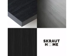 Mesa Consola extensible, 140x90x73cm, Para 6 comensales, Patas madera maciza, Negro