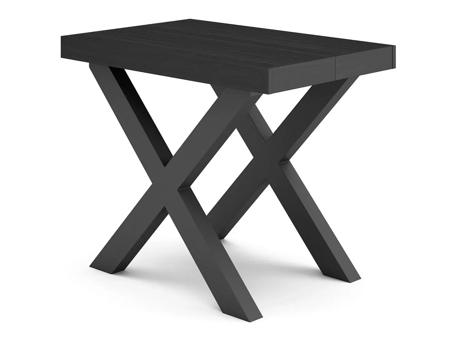 Mesa Consola extensible, 180x90x73cm, Para 8 comensales, Patas madera maciza, Negro