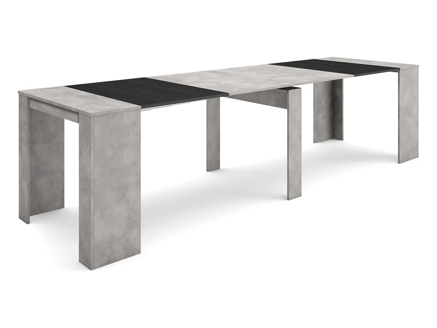 Mesa Consola extensible, 302x90x77cm, Para 14 comensales, Comedor y cocina, Cemento