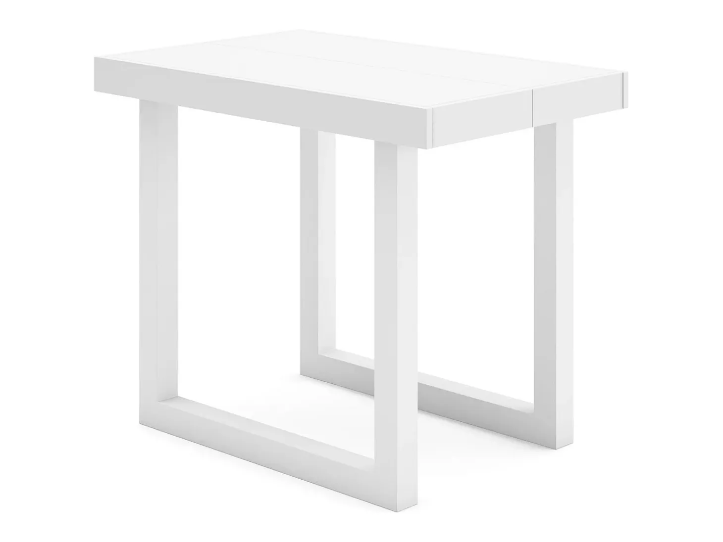 Mesa Consola extensible, 160x90x73cm, Para 8 comensales, Patas madera maciza, Blanco