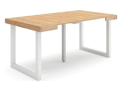 Mesa Consola extensible, 160x90x73cm, Para 8 comensales, Patas madera maciza, Roble