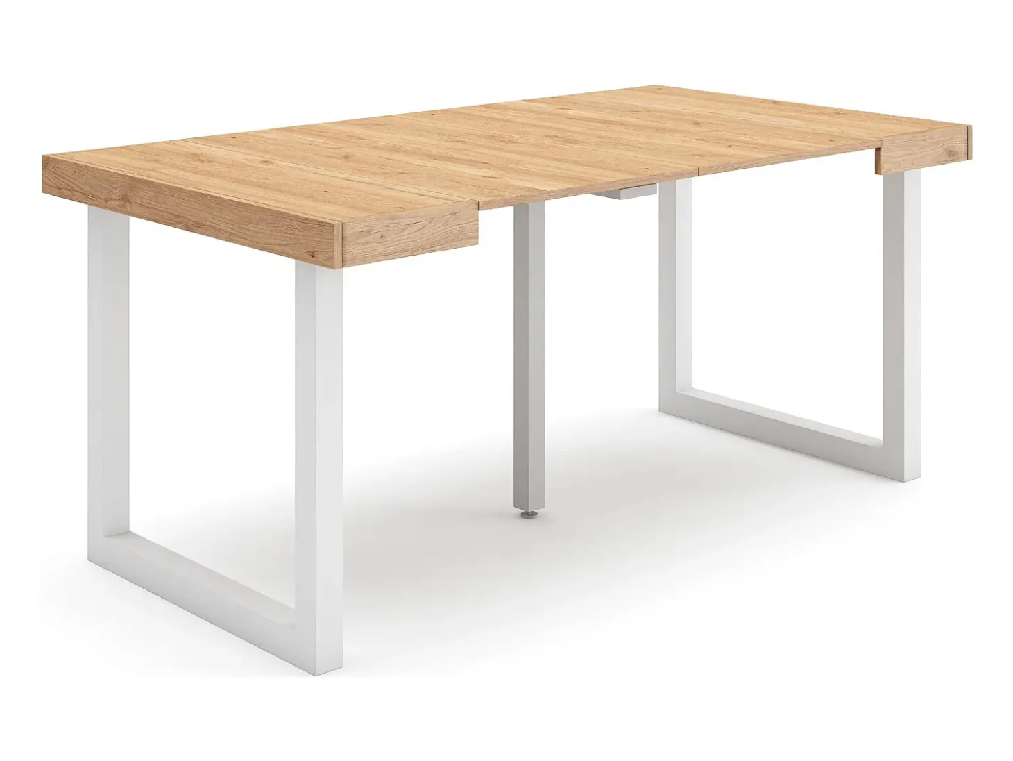 Mesa Consola extensible, 160x90x73cm, Para 8 comensales, Patas madera maciza, Roble
