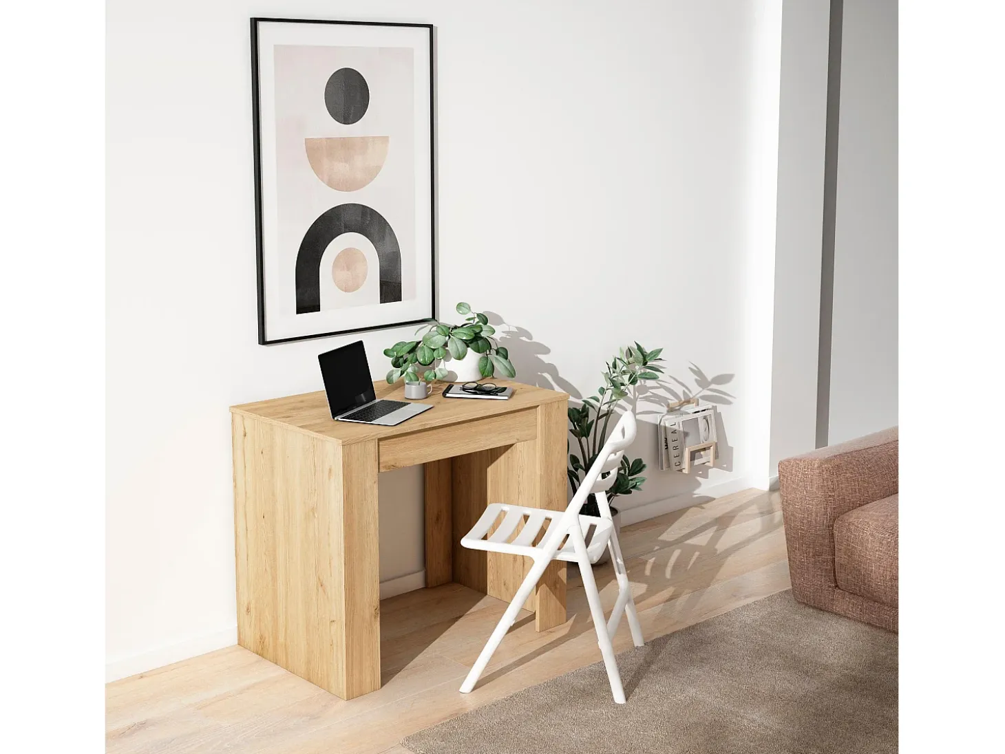Mesa Consola extensible, 180x90x77cm, Para 8 comensales, Comedor y cocina, Roble