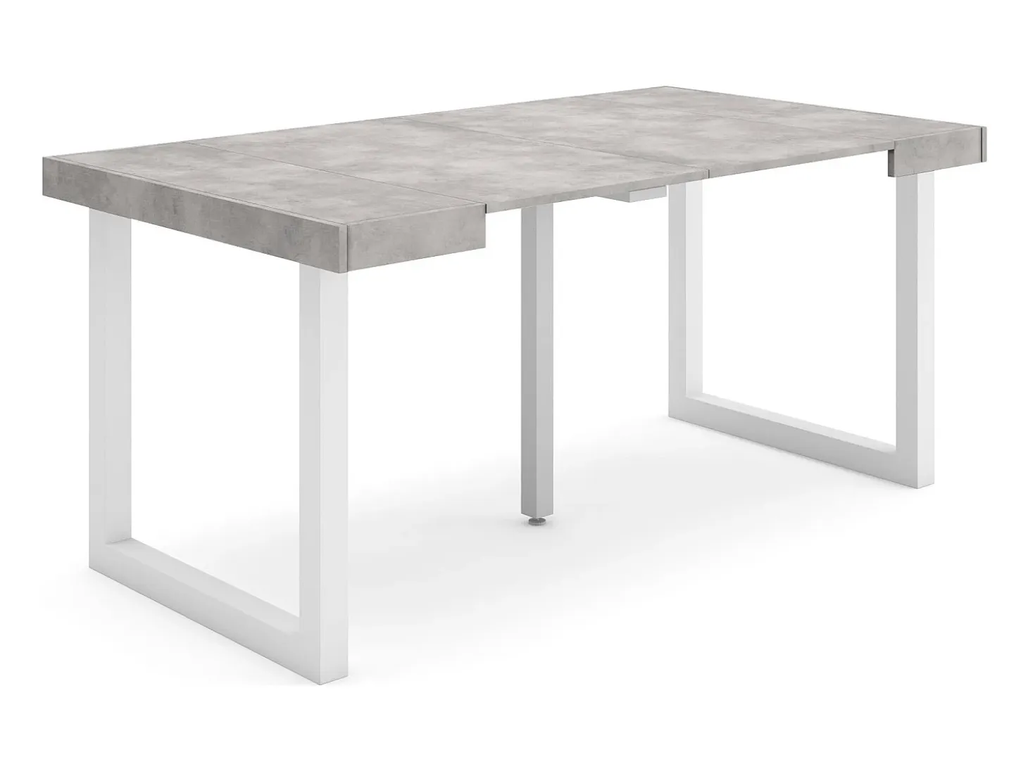 Mesa Consola extensible, 160x90x73cm, Para 8 comensales, Patas madera maciza, Cemento