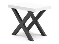 Mesa Consola extensible, 140x90x73cm, Para 6 comensales, Patas madera maciza, Blanco
