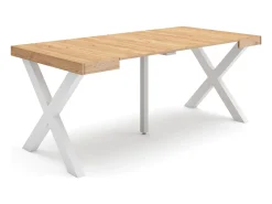 Mesa Consola extensible, 180x90x73cm, Para 8 comensales, Patas madera maciza, Roble