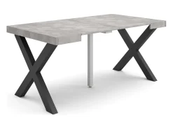 Mesa Consola extensible, 160x90x73cm, Para 8 comensales, Patas madera maciza, Cemento