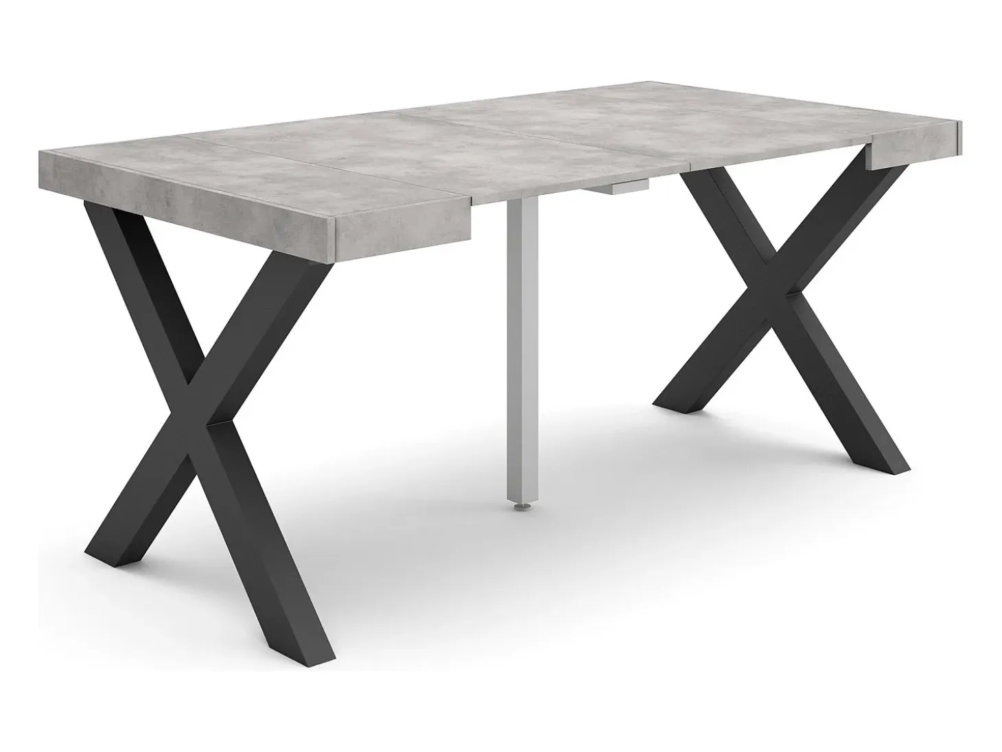 Mesa Consola extensible, 160x90x73cm, Para 8 comensales, Patas madera maciza, Cemento