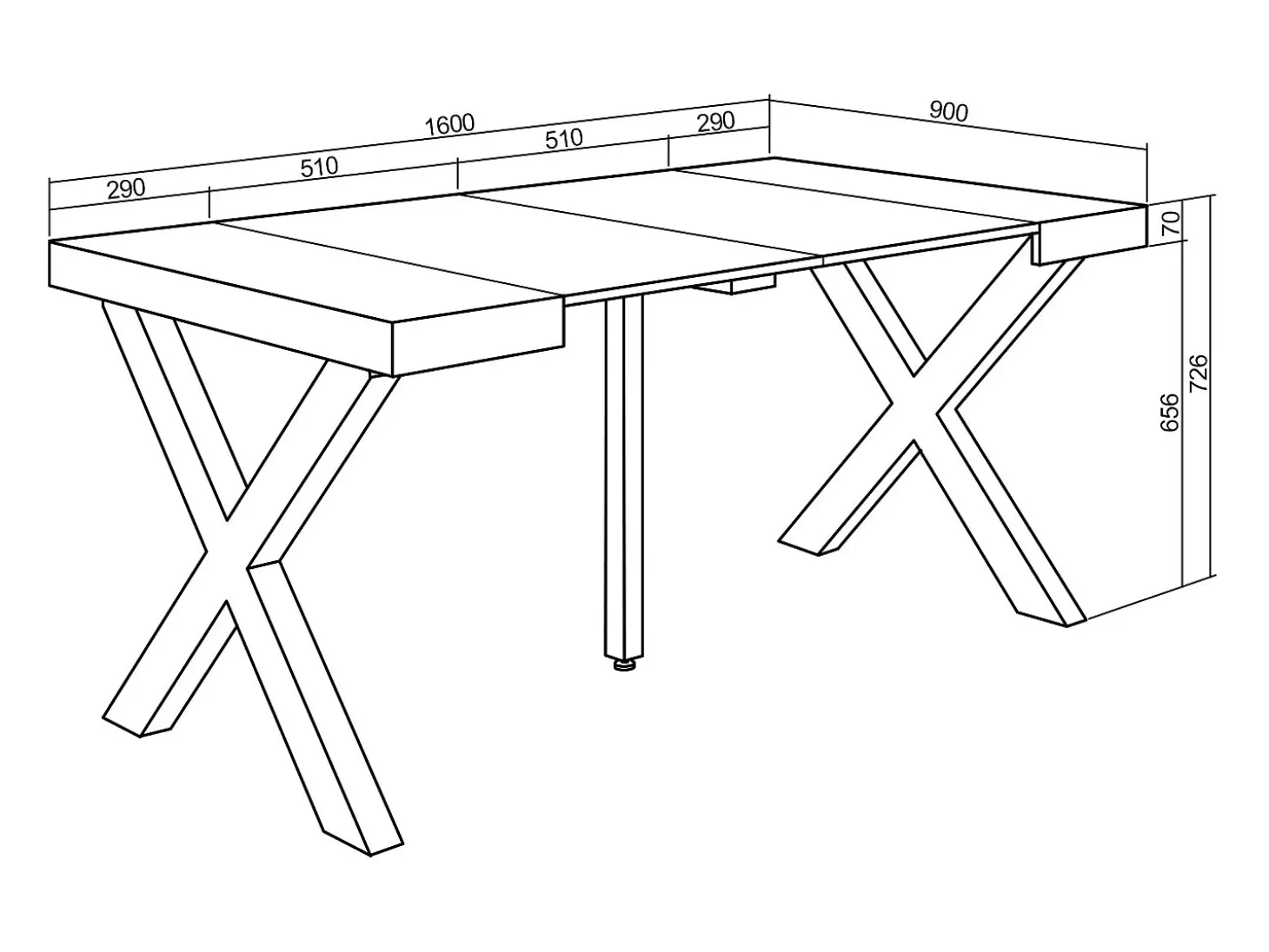 Mesa Consola extensible, 160x90x73cm, Para 8 comensales, Patas madera maciza, Cemento