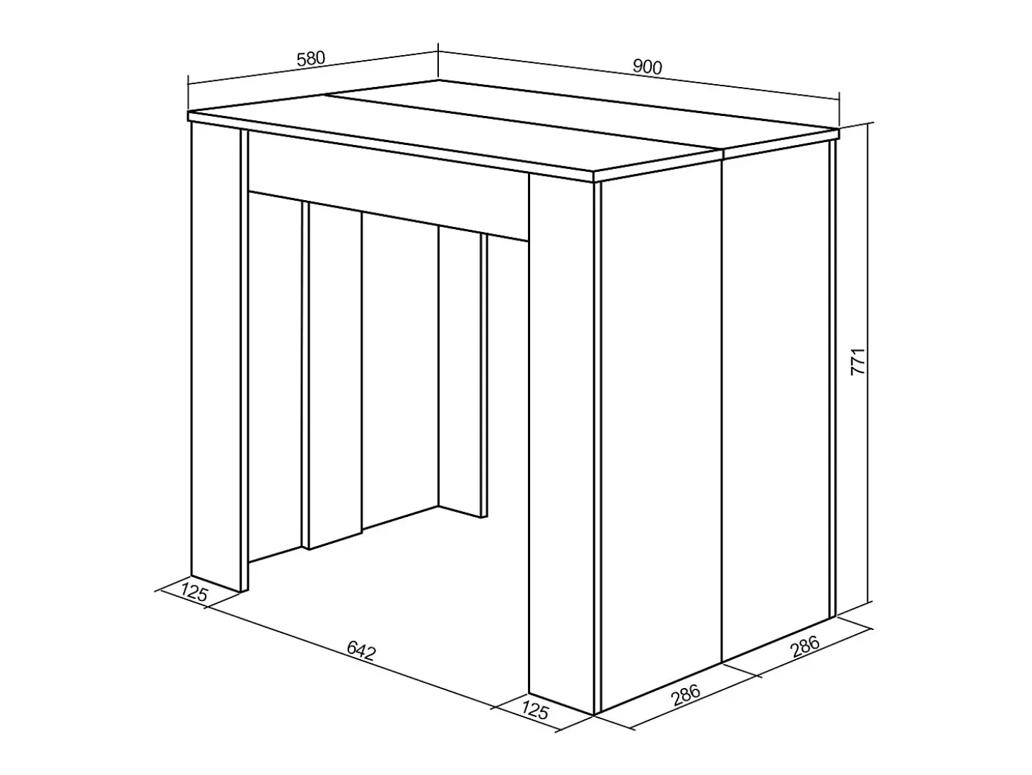 Mesa Consola extensible, 262x90x77cm, Para 12 comensales, Comedor y cocina, Cemento