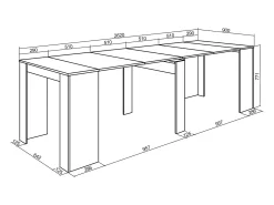 Mesa Consola extensible, 262x90x77cm, Para 12 comensales, Comedor y cocina, Cemento
