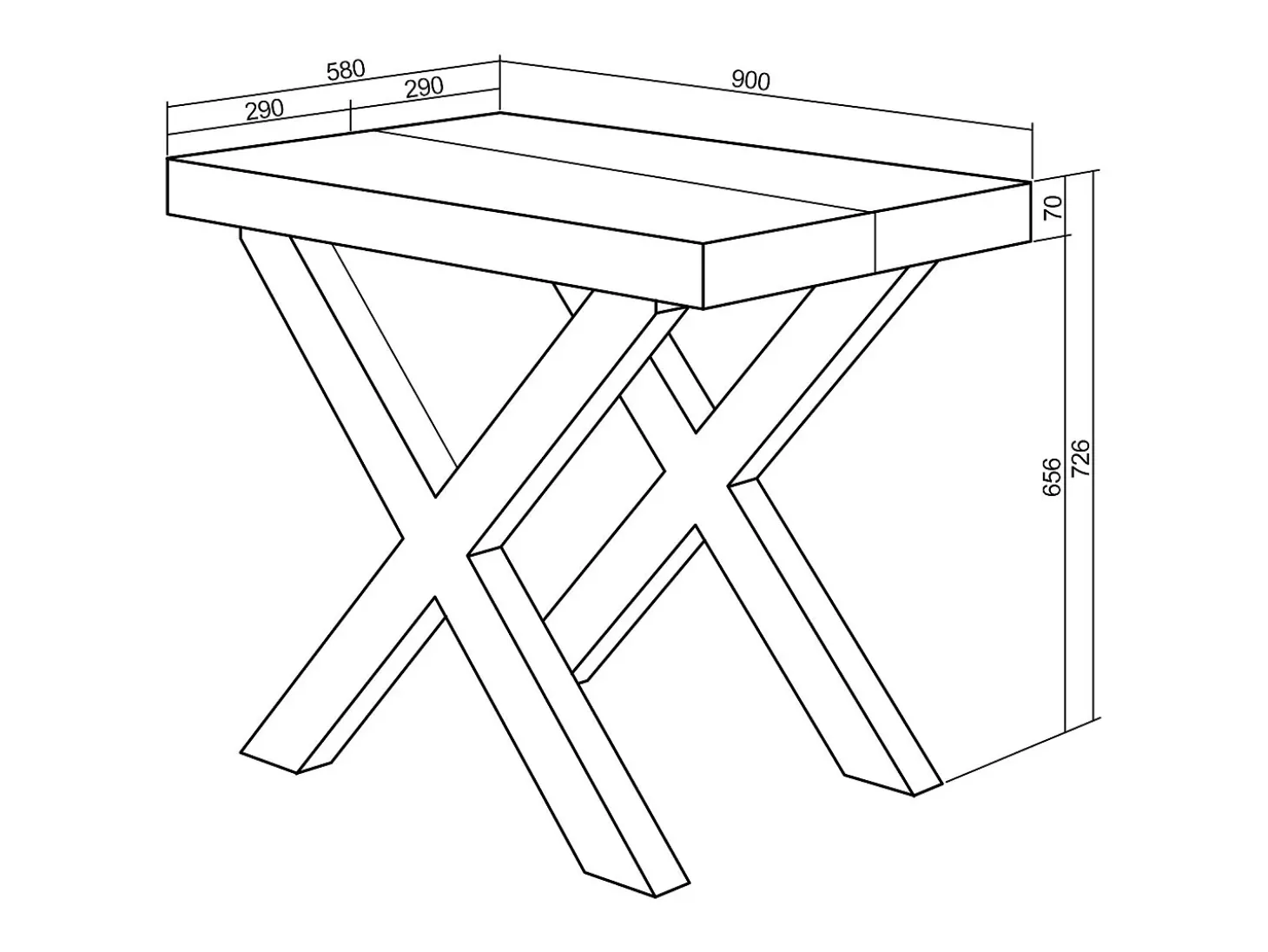 Mesa Consola extensible, 180x90x73cm, Para 8 comensales, Patas madera maciza, Roble