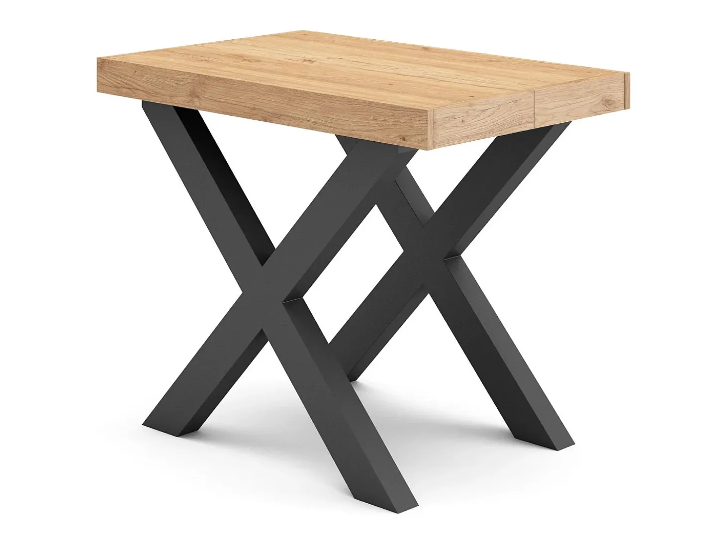 Mesa Consola extensible, 180x90x73cm, Para 8 comensales, Patas madera maciza, Roble