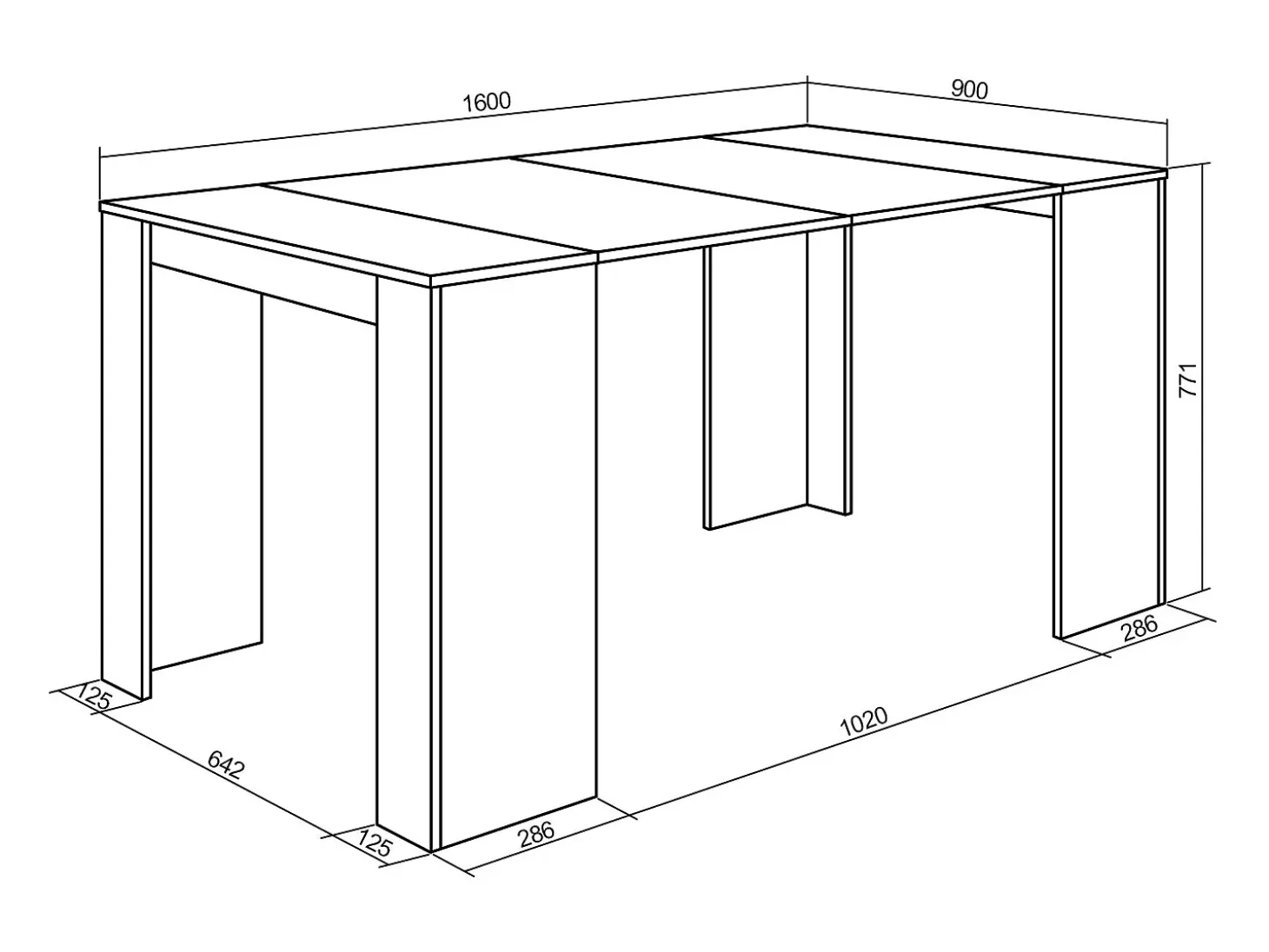 Mesa Consola extensible, 160x90x77cm, Para 8 comensales, Comedor y cocina, Roble