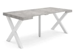 Mesa Consola extensible, 180x90x73cm, Para 8 comensales, Patas madera maciza, Cemento