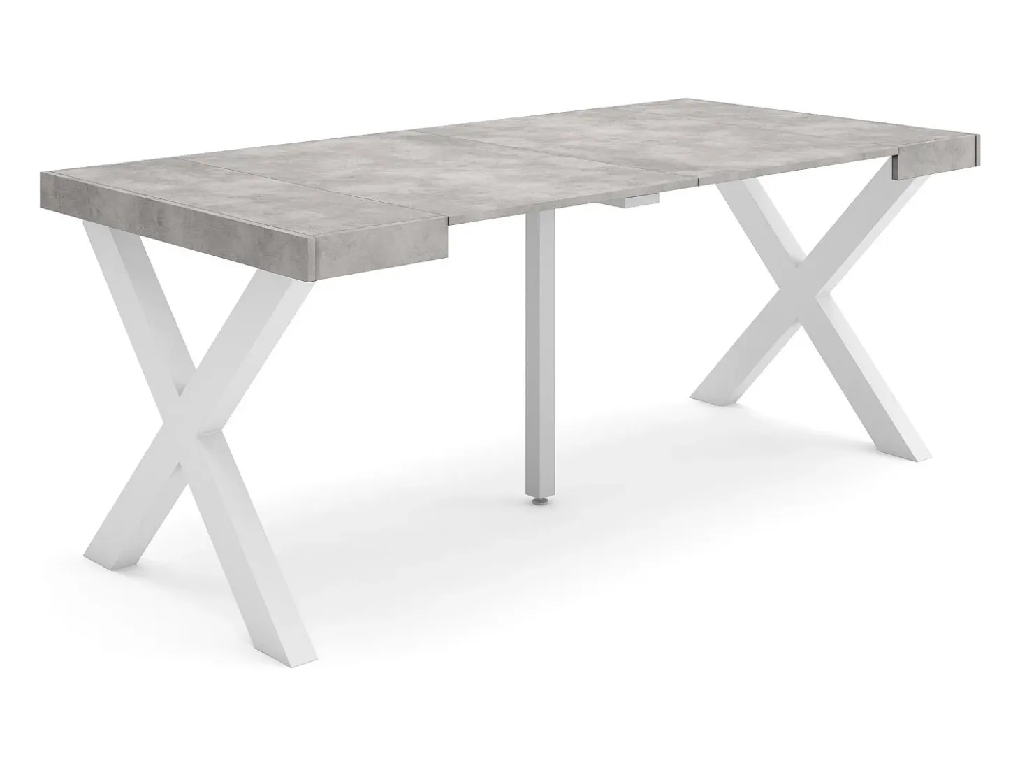 Mesa Consola extensible, 180x90x73cm, Para 8 comensales, Patas madera maciza, Cemento