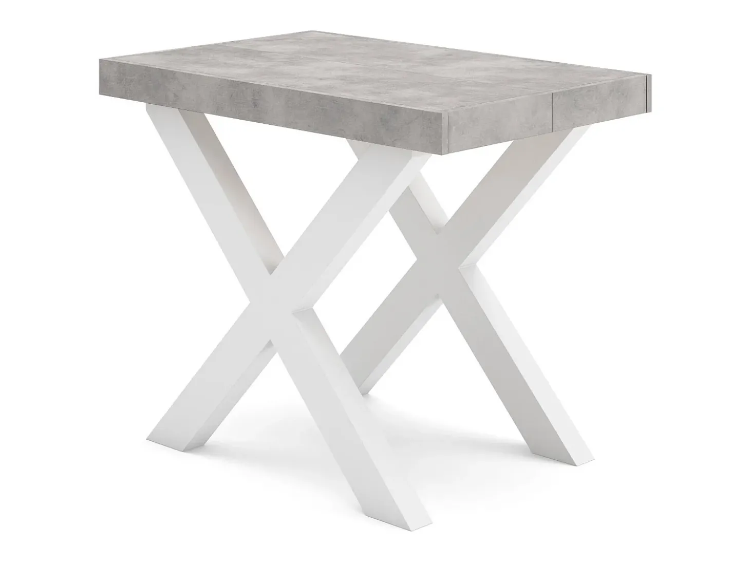 Mesa Consola extensible, 180x90x73cm, Para 8 comensales, Patas madera maciza, Cemento