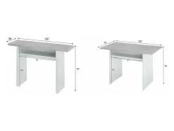 Mesa consola o cocina desplegable Gio en blanco Artik y gris Cemento 120 cm(ancho) 77 cm(
