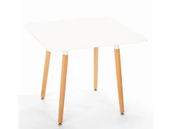 Mesa cuadrada de diseño escandinavo cocina comedor madera 80x80cm Wooden - Blanco