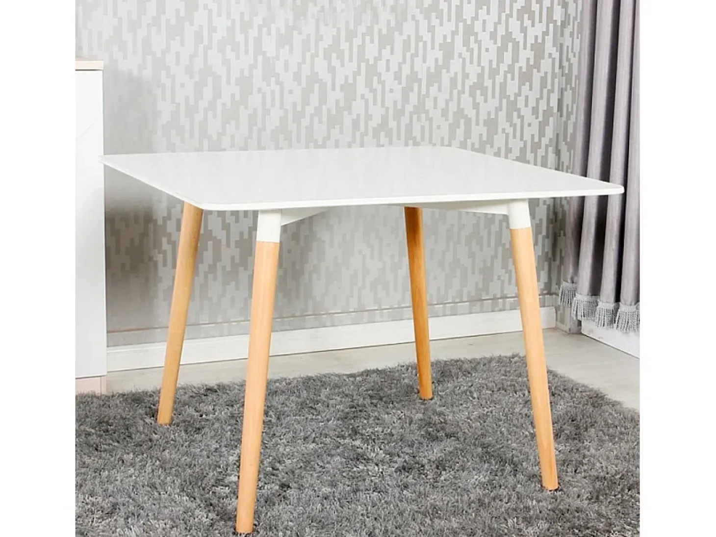 Mesa cuadrada de diseño escandinavo cocina comedor madera 80x80cm Wooden - Blanco