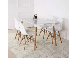 Mesa cuadrada de diseño escandinavo cocina comedor madera 80x80cm Wooden - Blanco