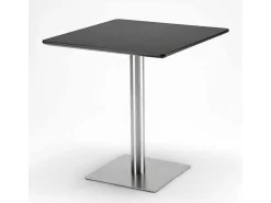 Mesa cuadrada 70x70 para bares restaurantes hoteles Horeca - Negro - Silver