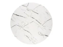 Mesa de 100 cm con tablero de aspecto mármol blanco y base Mezzo dorada