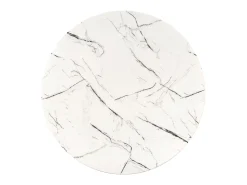 Mesa de 100 cm con tablero de aspecto mármol blanco y base Mezzo dorada