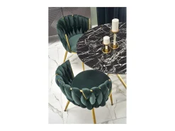 Mesa de 100 cm con tablero de aspecto mármol negro y base Mezzo dorada