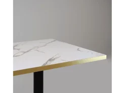 Mesa de bar 60 x 60 cm - Modelo redonda mármol blanco con cantos de latón