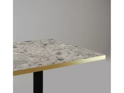 Mesa de bar 60 x 60 cm - Modelo cepp de terrazo redonda con cantos de latón