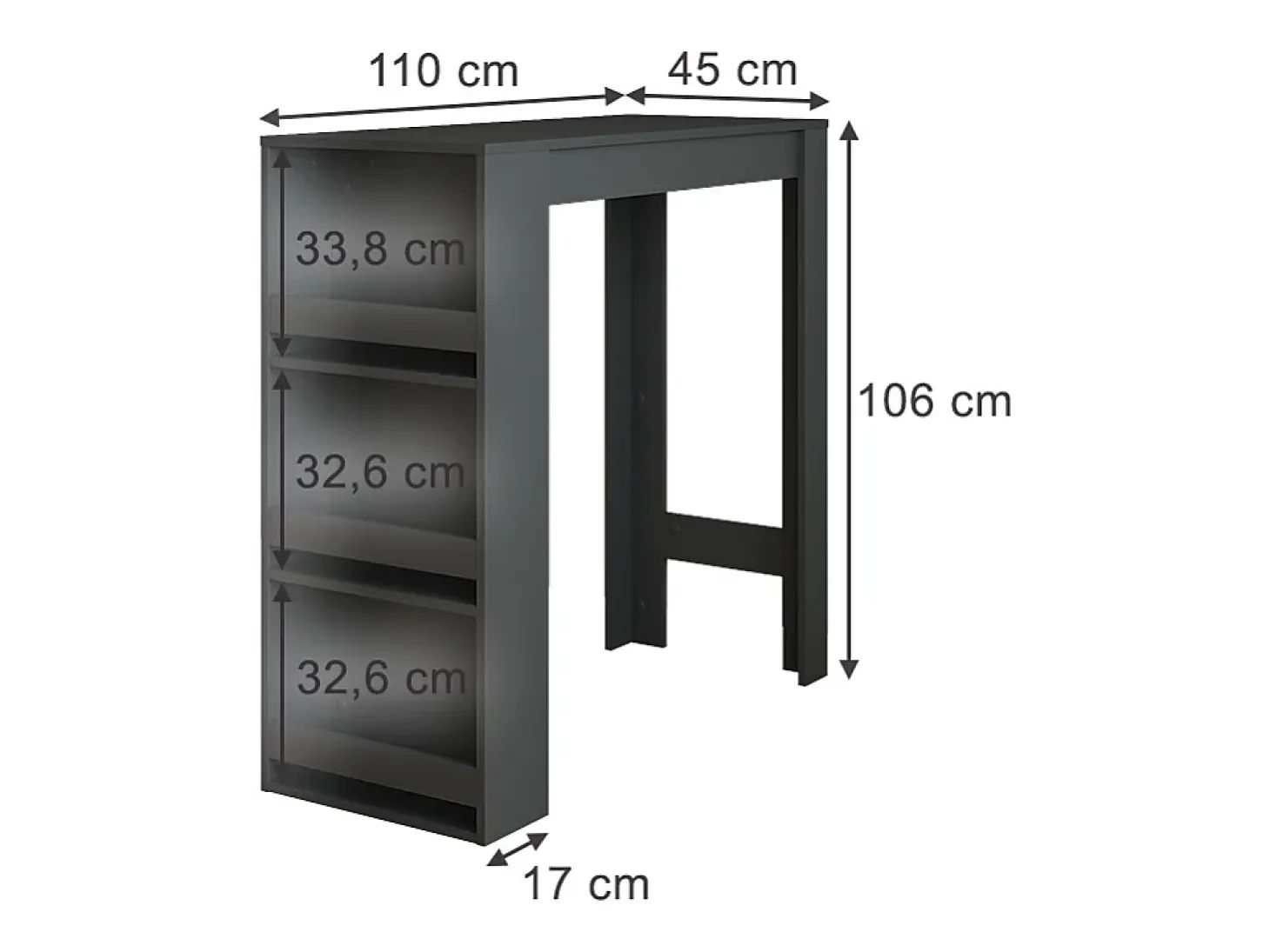 Mesa de bar antracita 45x110x106 repose