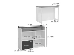Mesa de bar antracita/blanco 116x37x90.5 dominic