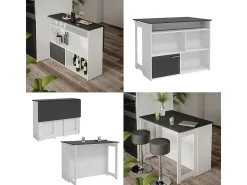 Mesa de bar antracita/blanco 116x37x90.5 dominic
