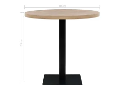 Mesa de bar bistró MDF y acero redonda 80x75 cm color roble