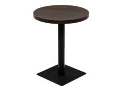 Mesa de bar bistró MDF y acero redonda fresno oscuro 60x75 cm ES958198