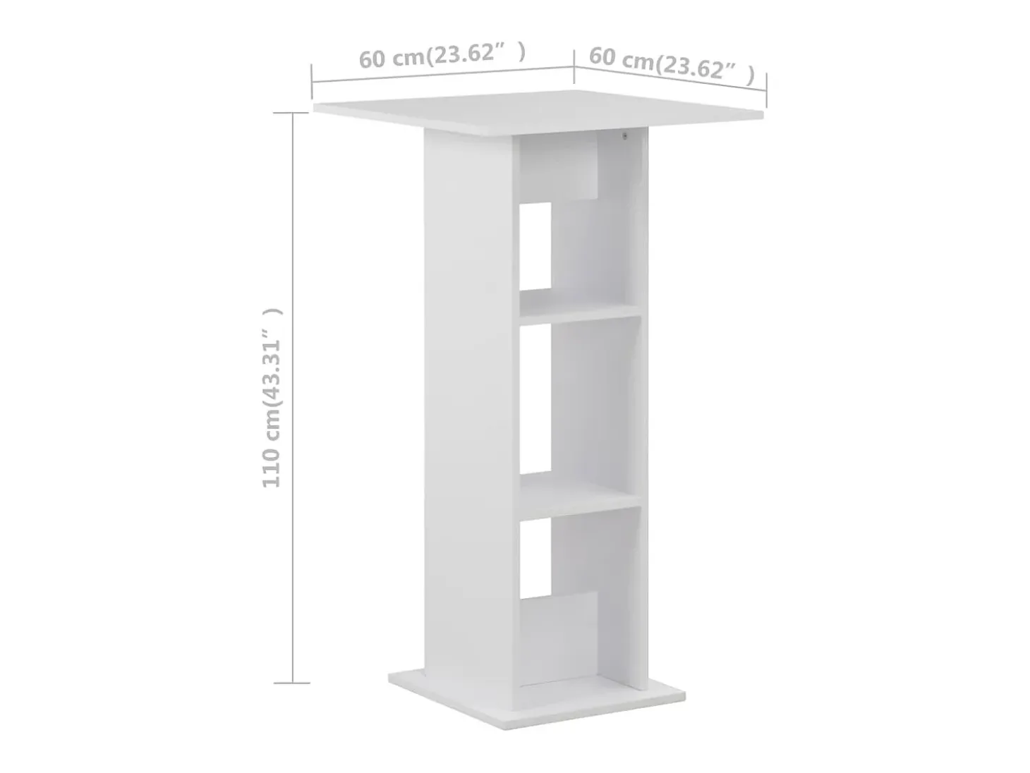 Mesa de bar blanca 60x60x110 cm